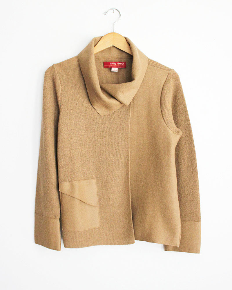 AgAwd アガウド　Uneven Cardigan BRN Indi + Ash Ren Cardigan - Undyed Brown Alpaca/Medium Indigo