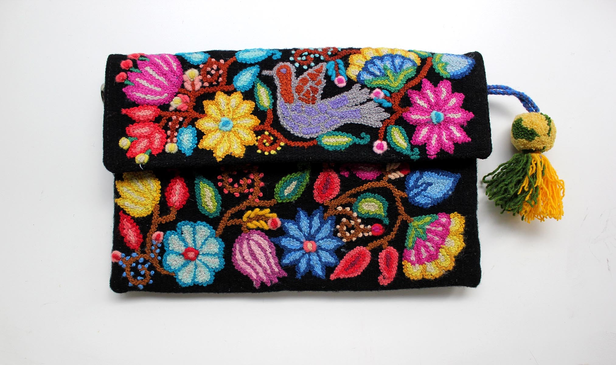 Paradise Embroidered Wool Handbag