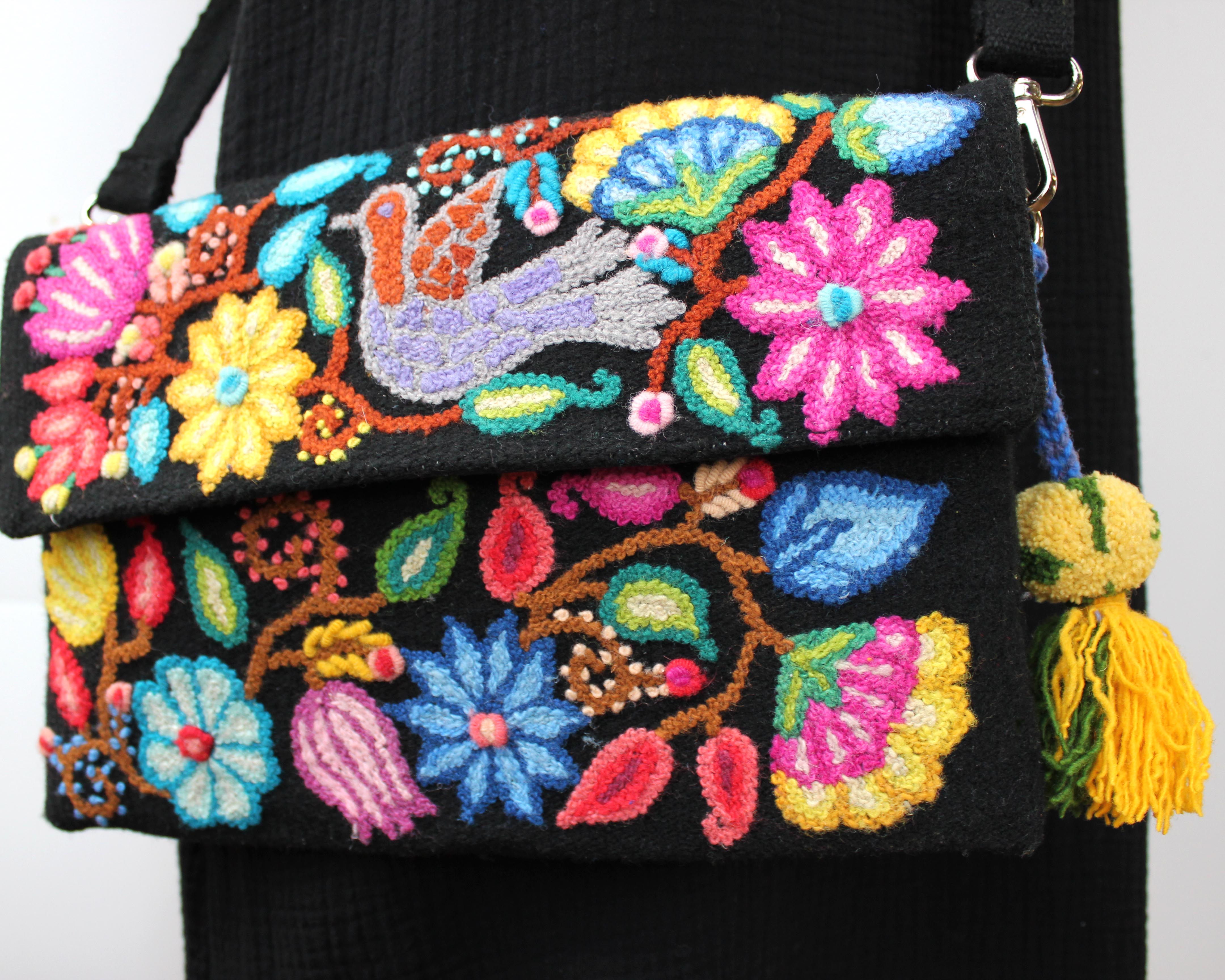 Paradise Embroidered Wool Handbag