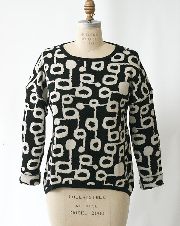 Miró Jacquard Pima Cotton Reversible Pullover Sweater
