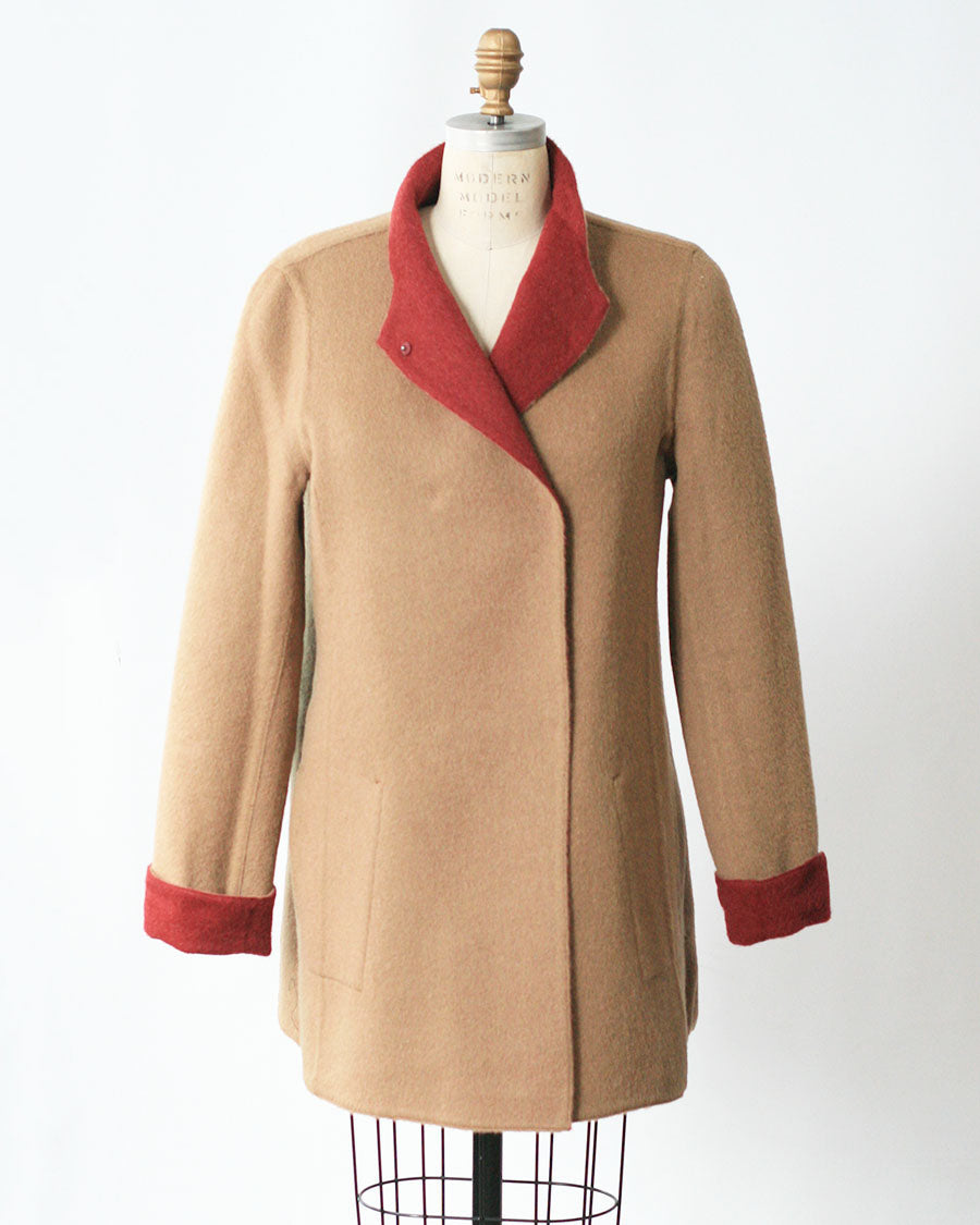 Reversible Asymmetric Alpaca Coat in Discontinued Colors