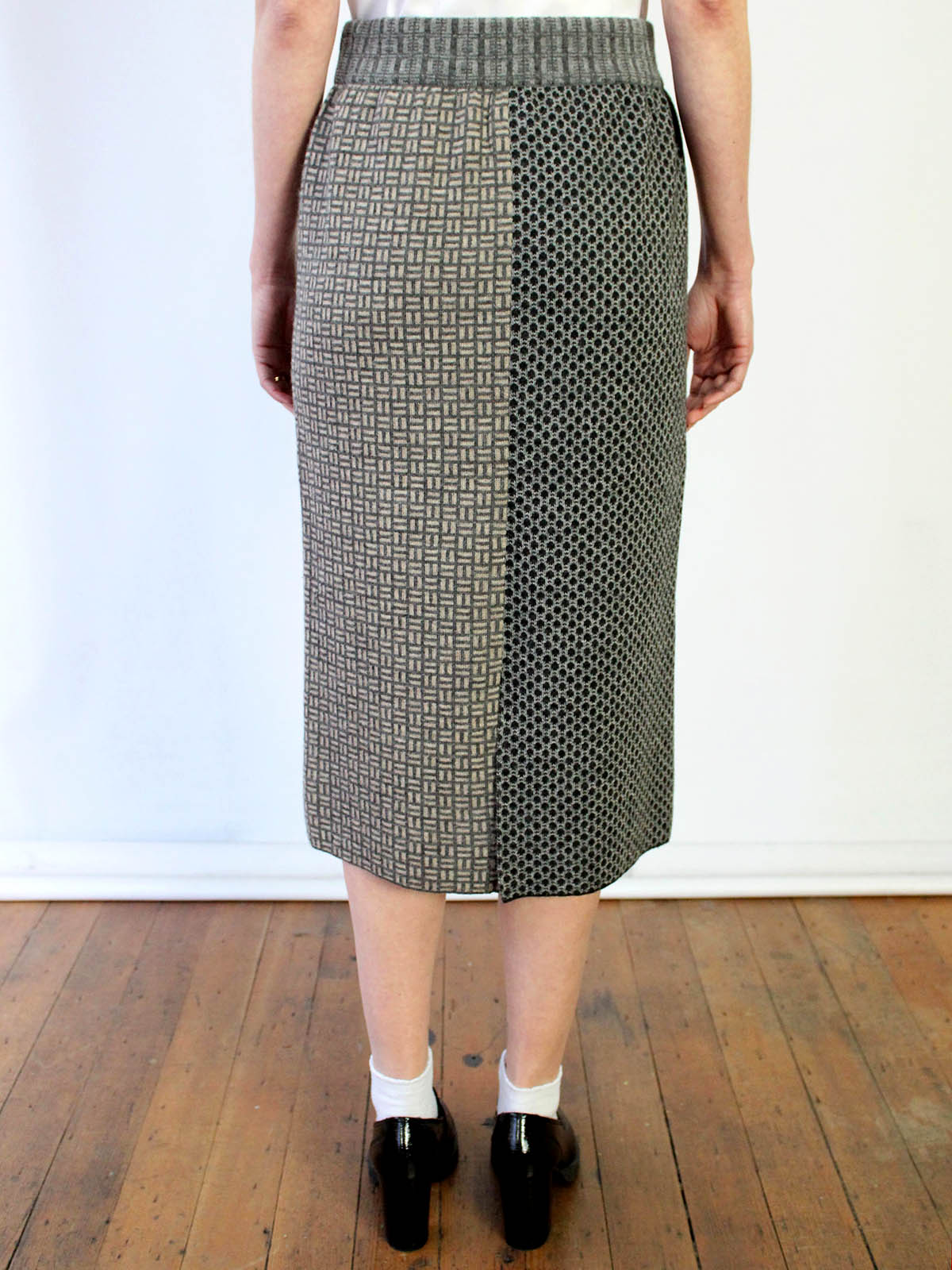 Pique Patchwork Baby Alpaca Midi Skirt