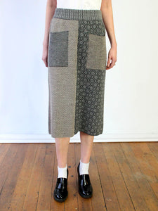 Pique Patchwork Baby Alpaca Midi Skirt