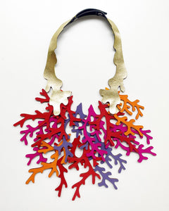 Coral Recycled Textile Necklace