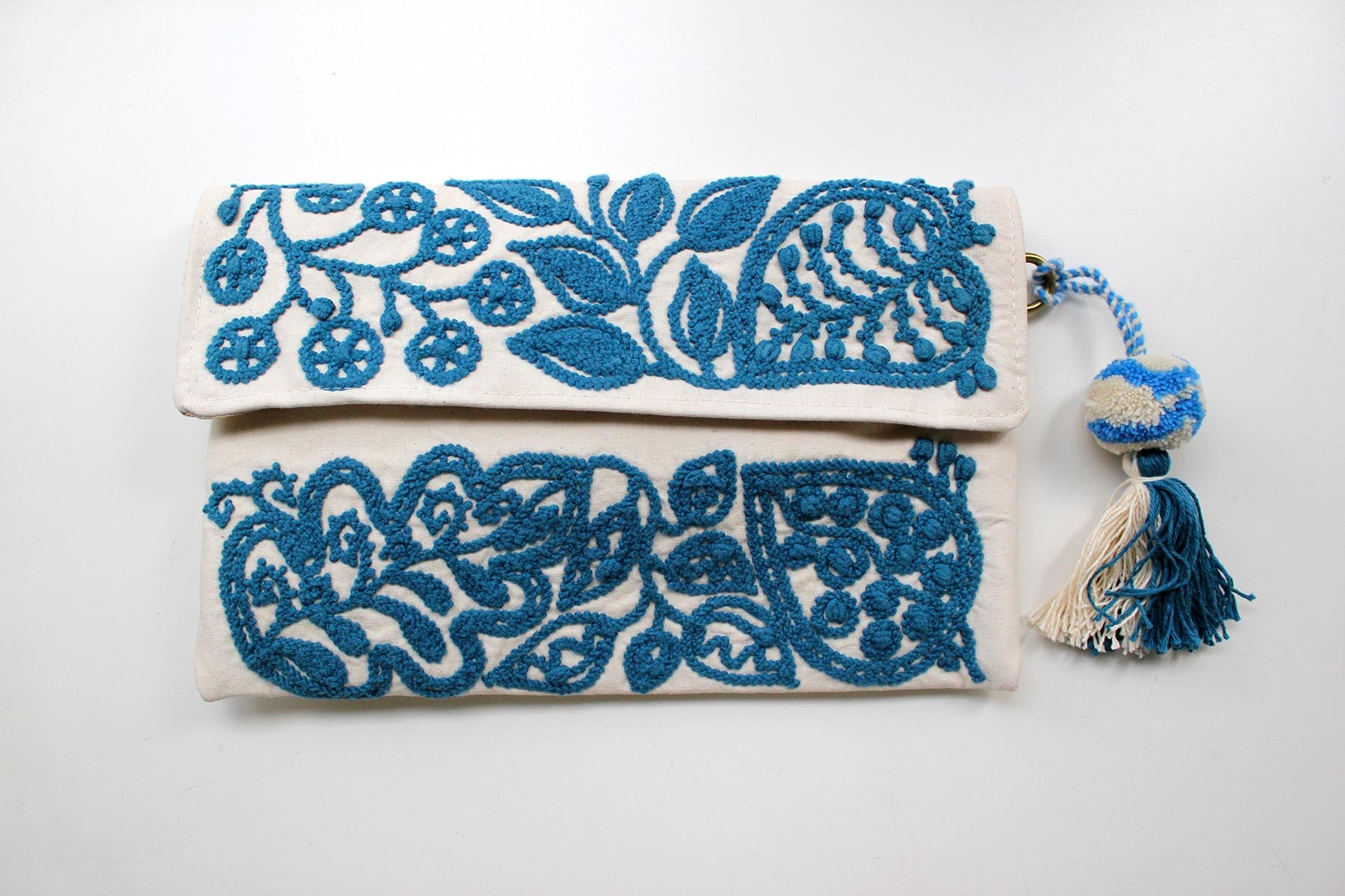 Delphinium Embroidered Canvas Handbag