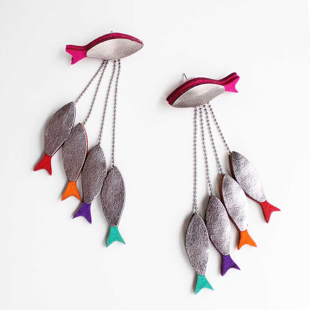 Minnows Recycled Textile Earrings