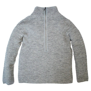 Zip Back Alpaca Mock Neck Pullover Sweater