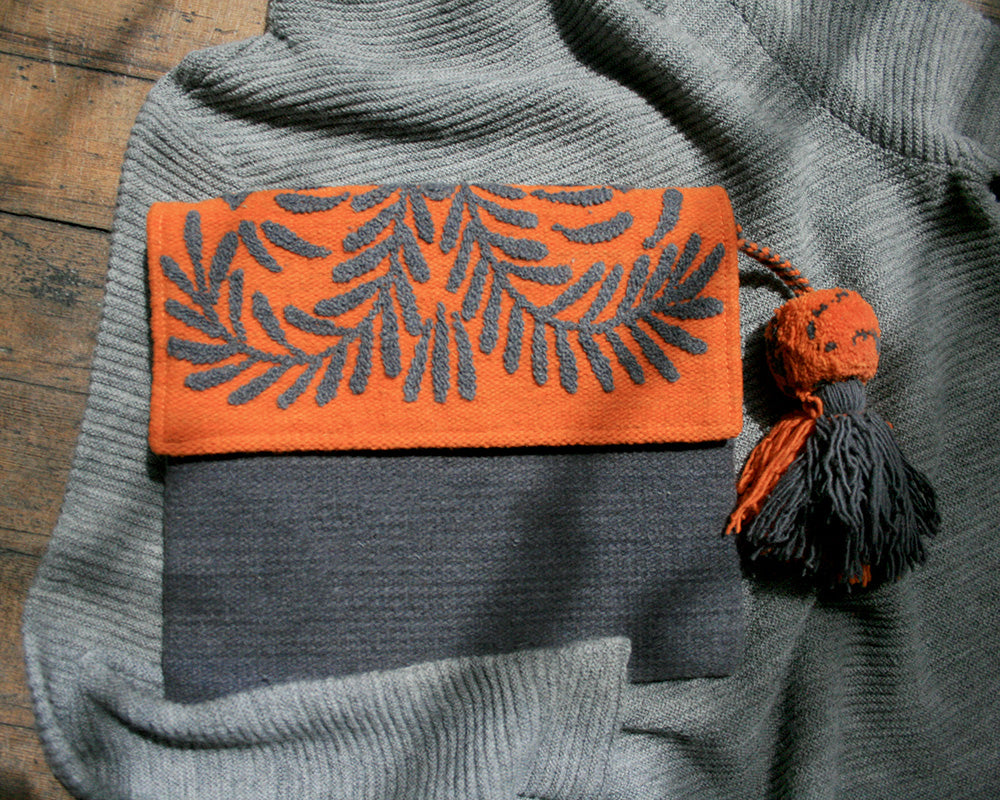 Begonia Embroidered Wool Handbag
