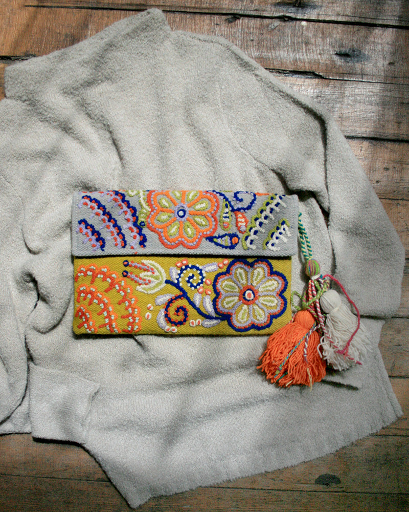 Buttercup Embroidered Wool Handbag