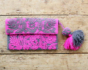 Crocus Embroidered Wool Handbag