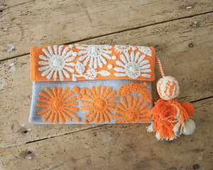Daisy Embroidered Wool Handbag