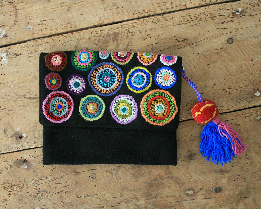 Allium Embroidered Wool Handbag
