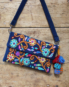Marigold Embroidered Wool Handbag