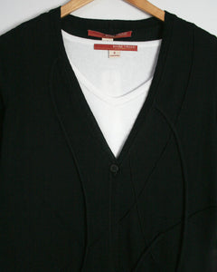 Spider Web Pima Cotton One-Button Cardigan in Black