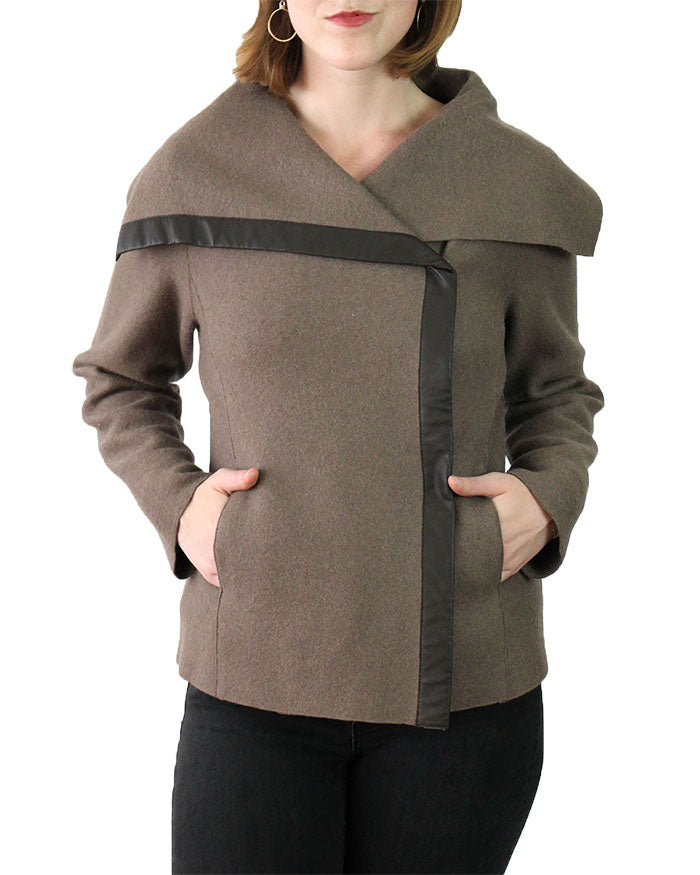 Olivia Felted Alpaca Jacket with Leather Trim