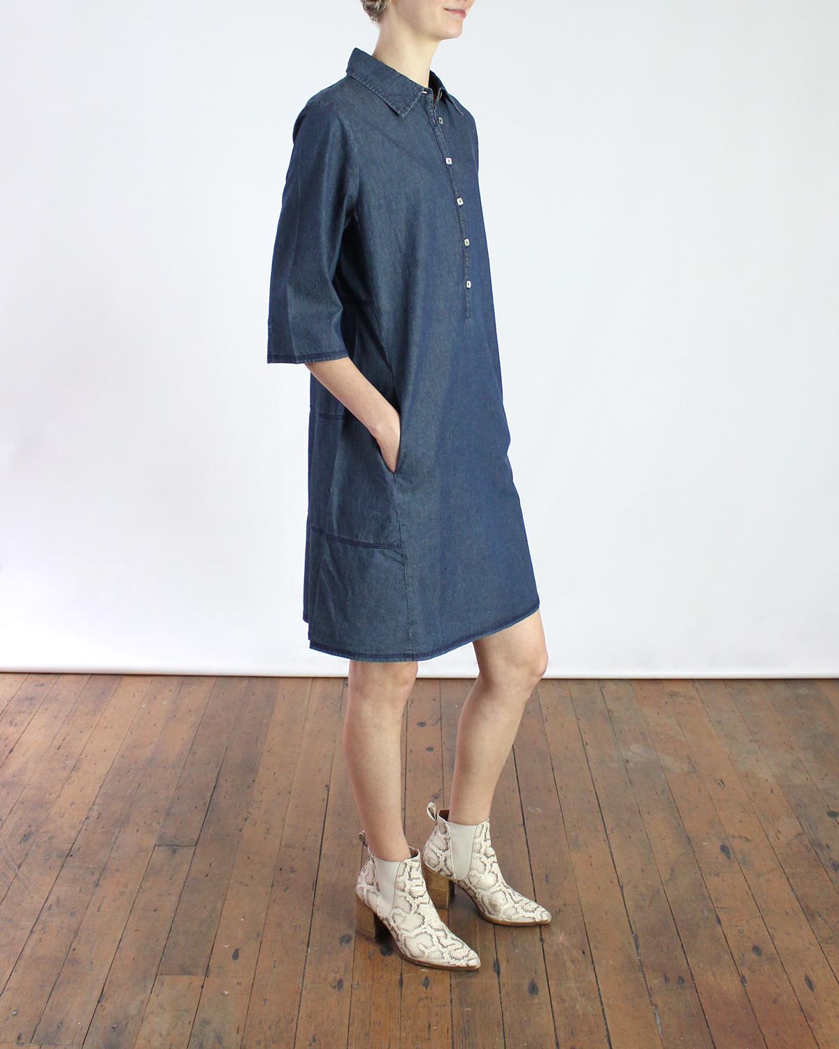 light weight denim dress BLUEBELL BREEZE LIGHTWEIGHT DENIM MIDI DRESS, LIGHT INDIGO / M
