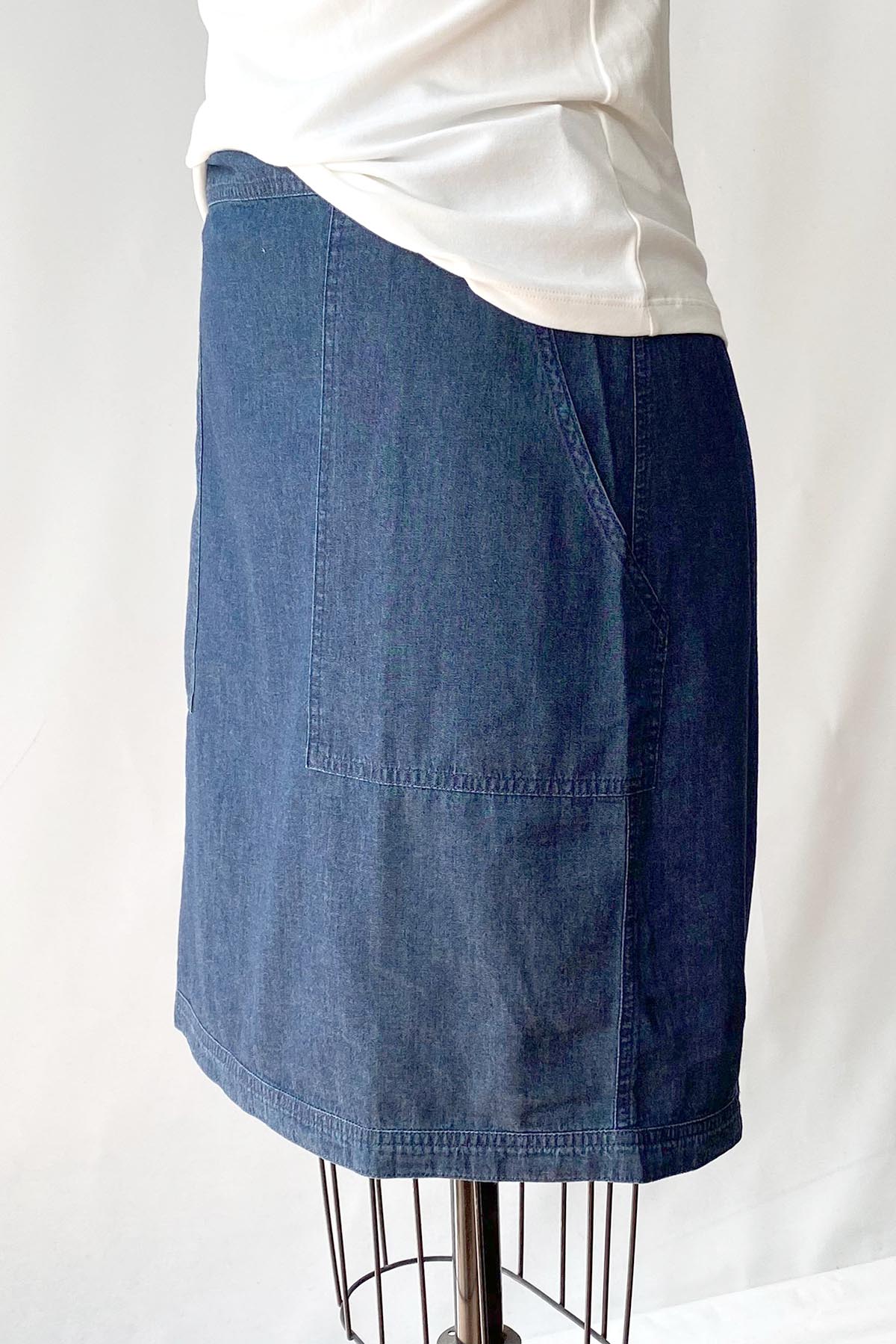 Lightweight Denim Pocket Skirt