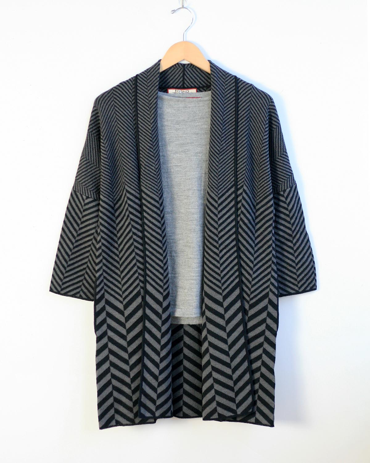 Chevron Jacquard Baby Alpaca Long Cardigan