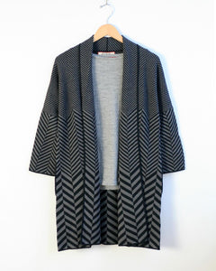 Chevron Jacquard Baby Alpaca Long Cardigan