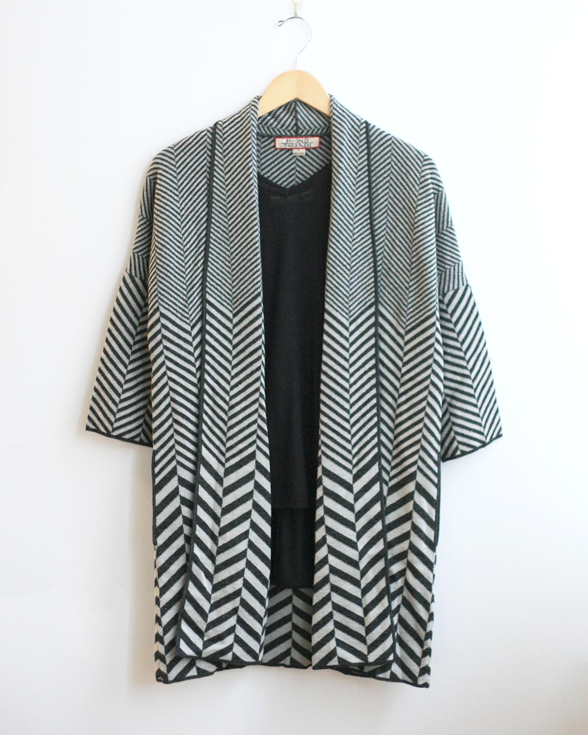 Chevron Jacquard Baby Alpaca Long Cardigan