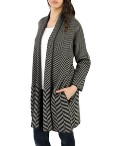 Chevron Jacquard Baby Alpaca Long Cardigan