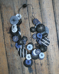 Hypnotic Recycled Textile Necklace in Stripe