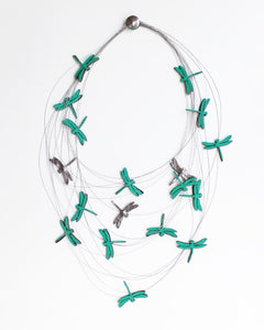 Dragonfly Recycled Textile Necklace