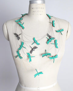 Dragonfly Recycled Textile Necklace